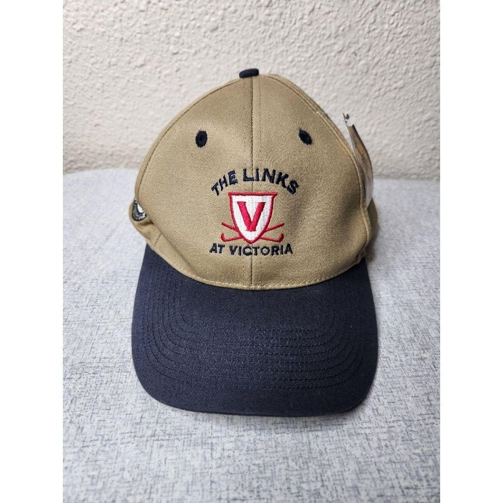 AHead The Links Victoria Golf Course Embroidered Baseball Cap Khaki Navy NWT!